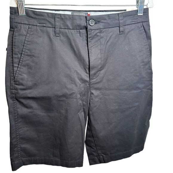 NWT Dockers Men’s Black Supreme Flex Ultimate Shorts Chino Flat Front - Size 30” - Picture 5 of 11